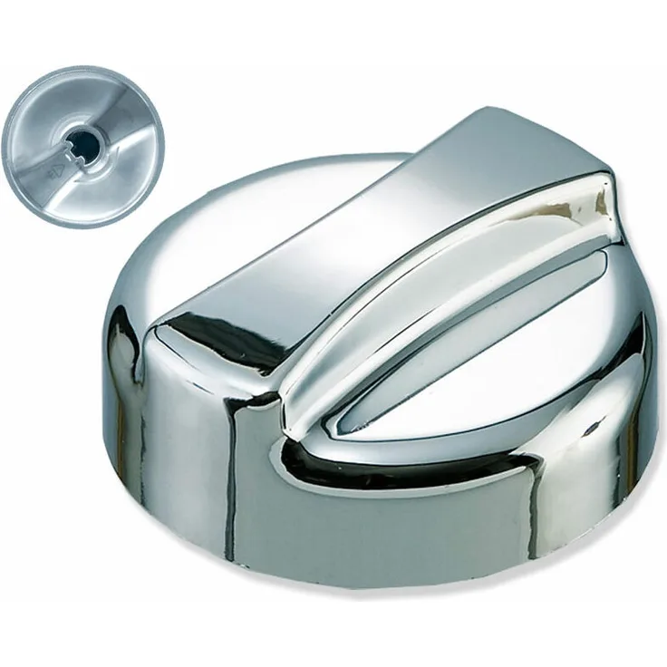 Drehexcenter-Kappe neutral - rund 44 mm x 30 mm hoch - Kunststoff in Chrom-Optik - Drehknopf Ersatzteil für Küchenspülen mit Excenterventil