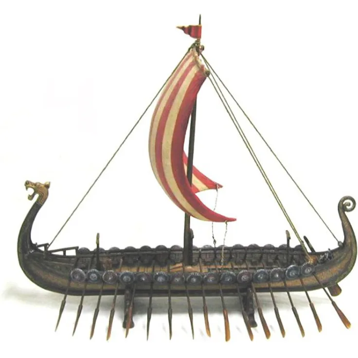 Deko Wikingerschiff mit Drachenkopf Langboot 33 cm Figur Boot