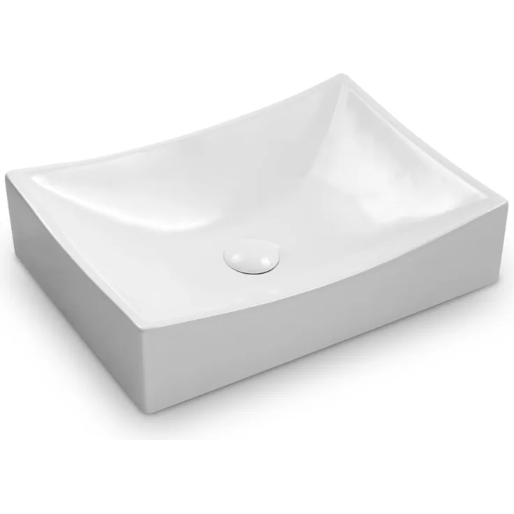 Aufsatz Keramik Waschbecken Marbella Brillant Weiß 50 cm