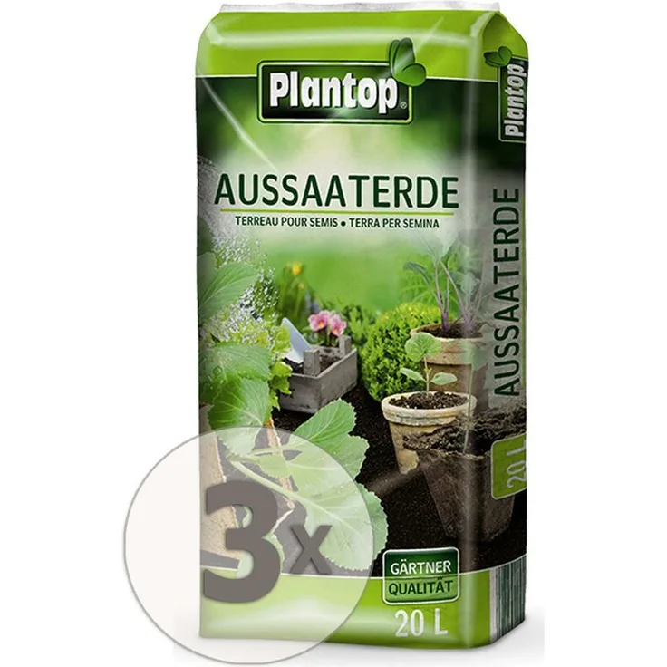 Aussaaterde 20 Liter Hochmoortorf (H3-H8), Perlite, Tonmineralien, NPK - Plantop