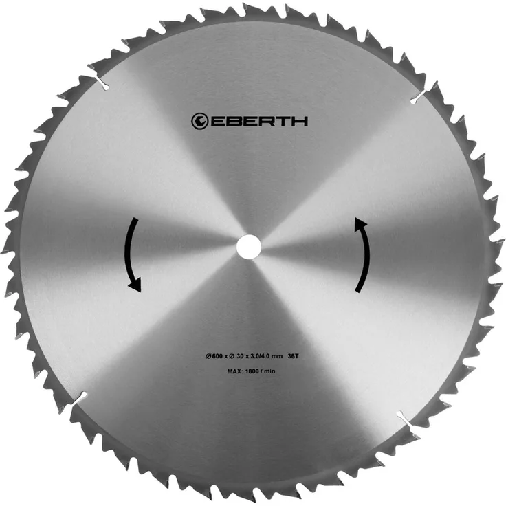 Eberth - Hartmetall-Kreissägeblatt für Holzschnitte (600 x 4,0 x 30 mm, 36 Zähne, lange Lebensdauer)