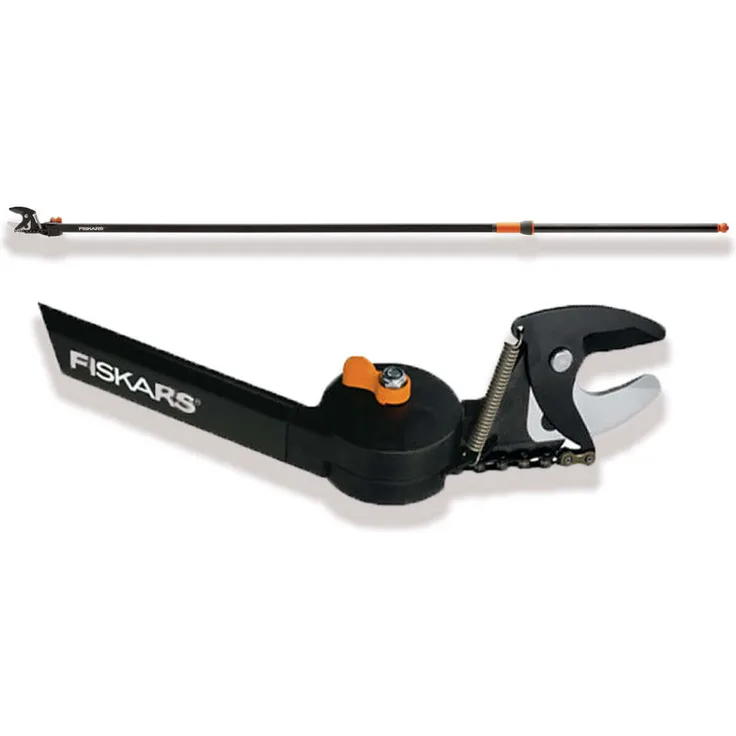 Fiskars Bypass Schneidgiraffe für frische Äste und Zweige, Antihaftbeschichtet, Gehärtete Stahlklinge-Aluminiumstiel, Länge 2,4 m, Schwarz-Orange, UP84, 1001557