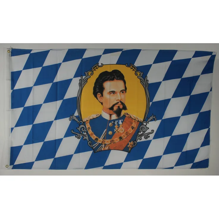 Flaggenking Flagge/Fahne, Bayern König Ludwig, wetterfest, mehrfarbig, 150x90x1 cm, 16355