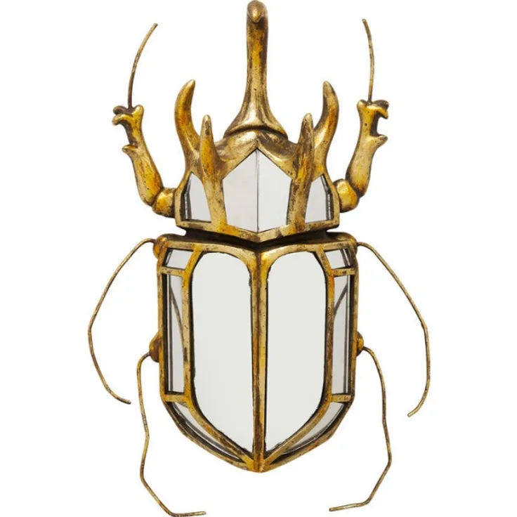 Kare Design Wandschmuck Beetle Mirror, gold verspiegeltes Accessoire für die Wand, Tier Form, Käfer in Spiegel Optik, verschiedene Ausführungen erhältlich (H-B-T) 36,5x27,5x6,5cm