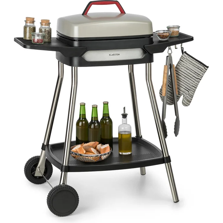 Gatsby Elektrogrill 2000W Antihaft-Grillfläche Seitentische beige / schwarz Schwarz / beige – Bild 1