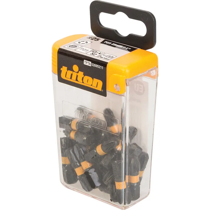 Triton 283143 Vierkant-Schraubendrehereinsätze, 25er-Pckg. R2, 25 mm, schwarz, PZ3, 25 Stück