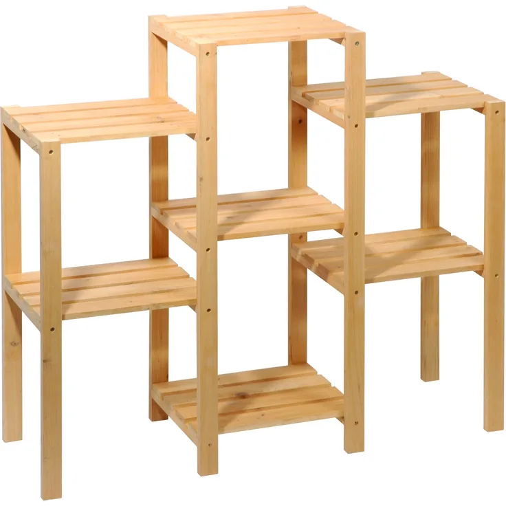 dobar 29162FSC Dekoratives Blumenregal aus FSC-Kiefernholz, Pflanzregal 7-flächig, 31 x 97 x 87 cm