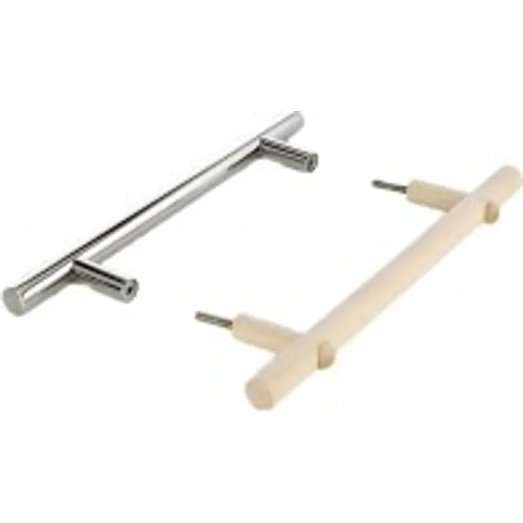 Sauna Türgriff Set Edelstahl - Holz Länge 30cm