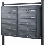 10er Doppel Briefkastenanlage Grau 10 fach Standbriefkasten Postfach Briefkasten