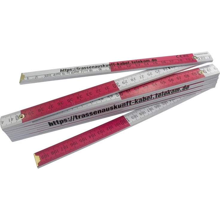 Dönges Gliedermaßstab 2 m, Holz, weiß/rot mit Aufdruck, 16 mm