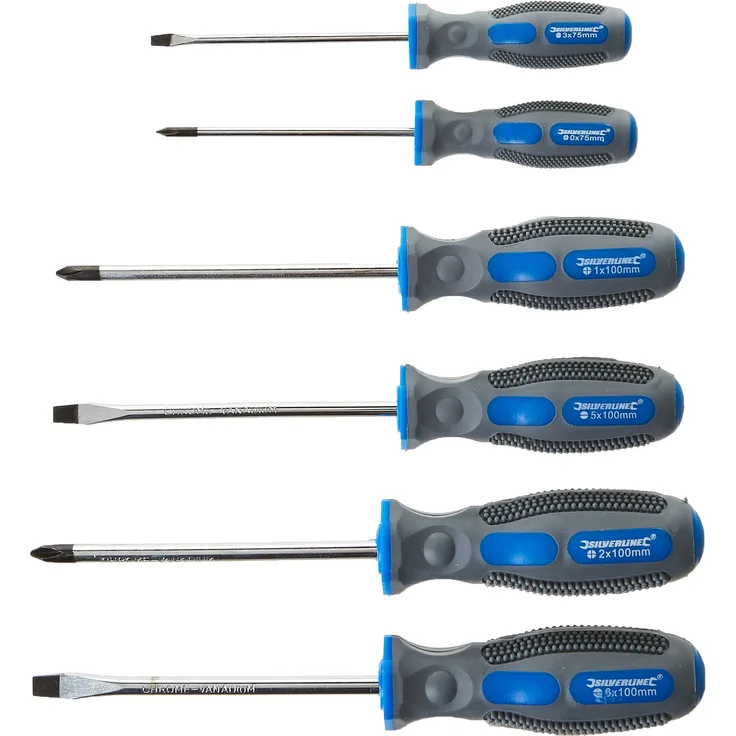 Silverline 546524 Universal-Schraubendreher, 6-tlg. Satz 6-tlg (Farblich sortiert)