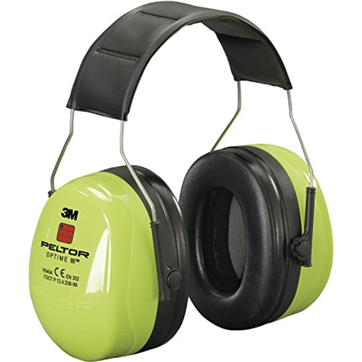 3M Peltor Optime III Kapselgehörschutz, Kopfbügel, Hi-Viz, SNR 35 dB, hohe Sichtbarkeit, 1 Stück, grün – Bild 1