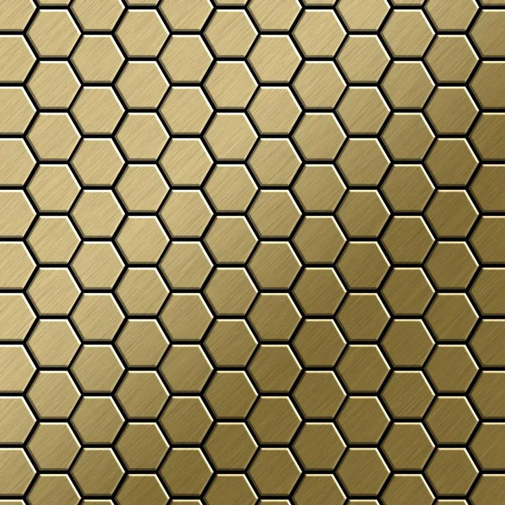 Mosaik Fliese massiv Metall Titan gebürstet in gold 1,6mm stark ALLOY Honey-Ti-GB 0,92 m2