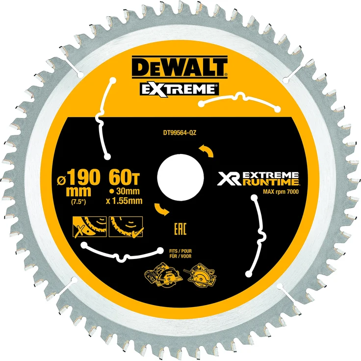 Dewalt XR Extreme Runtime Kreissaegeblatt Handkreissäge, 1 Stück, 190-30 mm 60 WZ-FZ, DT99564-QZ