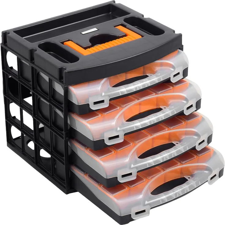Alutec Sortimentskoffer-Set, variable Unterteilung 1St., schwarz-orange