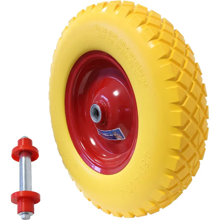 Schubkarrenrad pannensicher 4.80/4.00-8 Achse Ersatzrad Reifen Vollgummi Schiebkarre PU