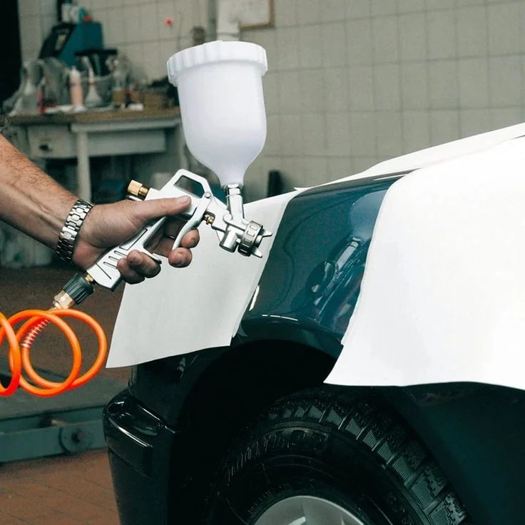 Original Einhell Farbspritzpistole mit Fließbecher (Kompressoren-Zubehör, max. 4 bar, Fließbecher 0,6 l, Mengenregler, umschaltbar zwischen Punktstrahl und Breitstrahl, drehbare Düse) – Bild 2