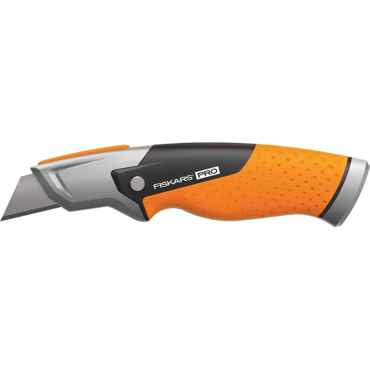 Fiskars Universalmesser mit feststehender Klinge, Länge 18,2 cm, Rostfreier Stahl-Kunststoff, Schwarz-Orange, CarbonMax, 1027222