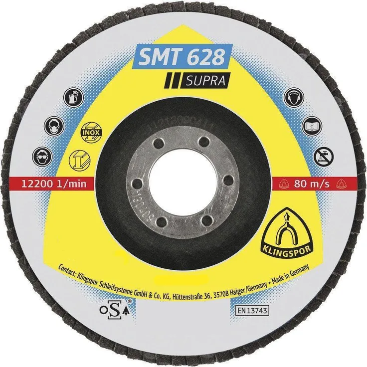 KLINGSPOR KLI-322793-1 322793 SMT 628 Schleifmopteller 115 x 22,23 mm Korn 80 gerade Inhalt: 1 Stück, blau-schwarz, 115 mm