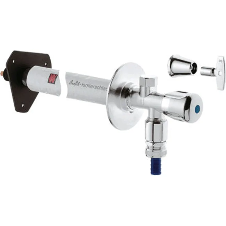 GROHE Eurotec-Bausatz Außenwandventil (DN 15, mit Sicherungseinrichtung Typ HD) chrom, 41206000 Bewässerungszubehör