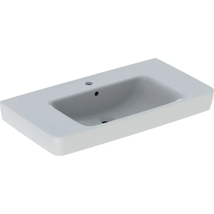Geberit Renova Plan, Aufsatz-Waschtisch mit Ablagefläche, 90x48 cm, 1 Hahnloch, mit Überlauf, 501728, Farbe: Weiß - 501.728.00.1