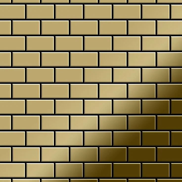 Mosaik Fliese massiv Metall Titan hochglänzend in gold 1,6mm stark ALLOY House-Ti-GM 0,98 m2
