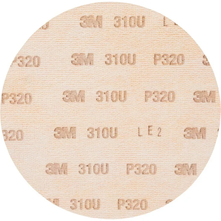 3M Hookit Schleifscheibe 310U, 150 mm, P320, ungelocht, 100 Stück - Karton