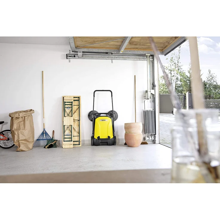 Kärcher S 4 Twin 2-in-1 Kehrmaschine schwarz gelb 20 Liter mit 2 Paar Seitenbesen 68 cm Handkehrmaschine – Bild 4