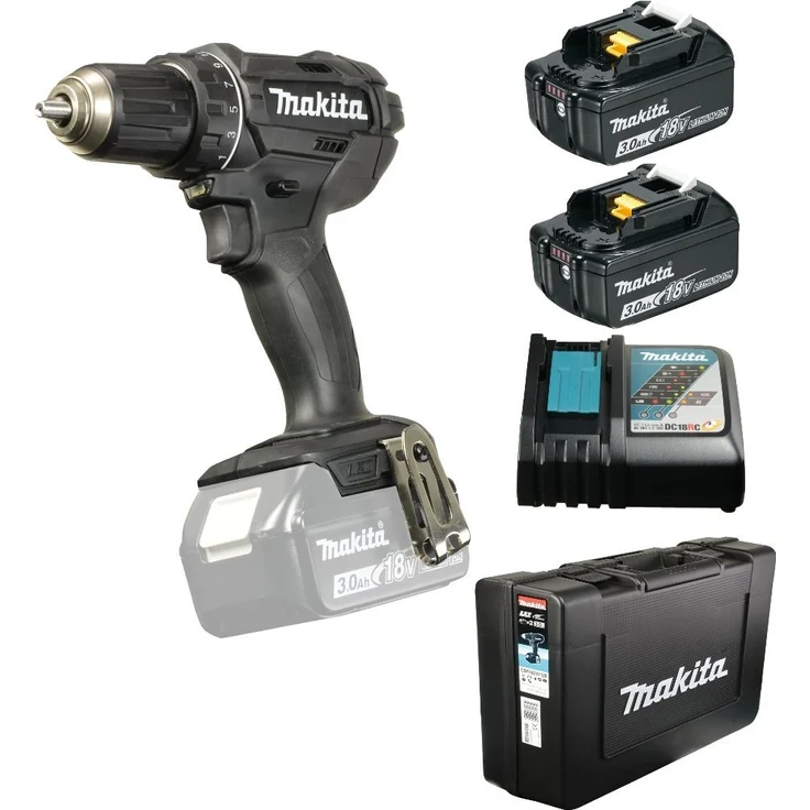 Makita DDF482RFEB Black Edition Akku-Bohrschrauber 18 V 2-Gang Schnellspannbohrfutter, 2 x 3,0 Ah, Ladegerät und Transportkoffer – Bild 4