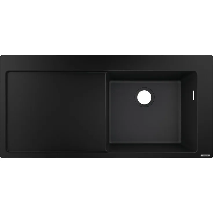 hansgrohe Küchen--SilicaTec Granitspüle (Einbau Spülbecken 450mm mit Abtropffläche für 600mm Unterschrank) graphitschwarz