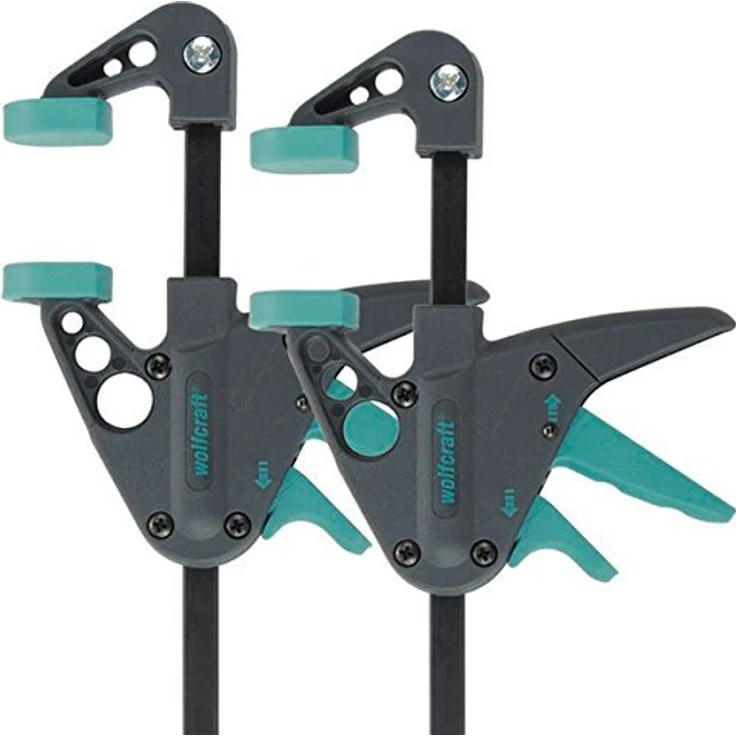 wolfcraft Mini-Einhandzwingen 40-110 mm 3455100 - Zwingen Set für präzises Fixieren von kleinen Werkstücken - 2 Stück - Anwendung mit nur einer Hand