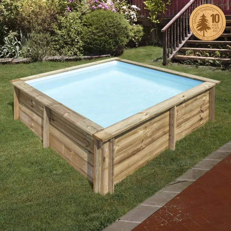 PCS Pool Komplettset aus Echtholz City Rechteck 225 x 225 x 68 cm