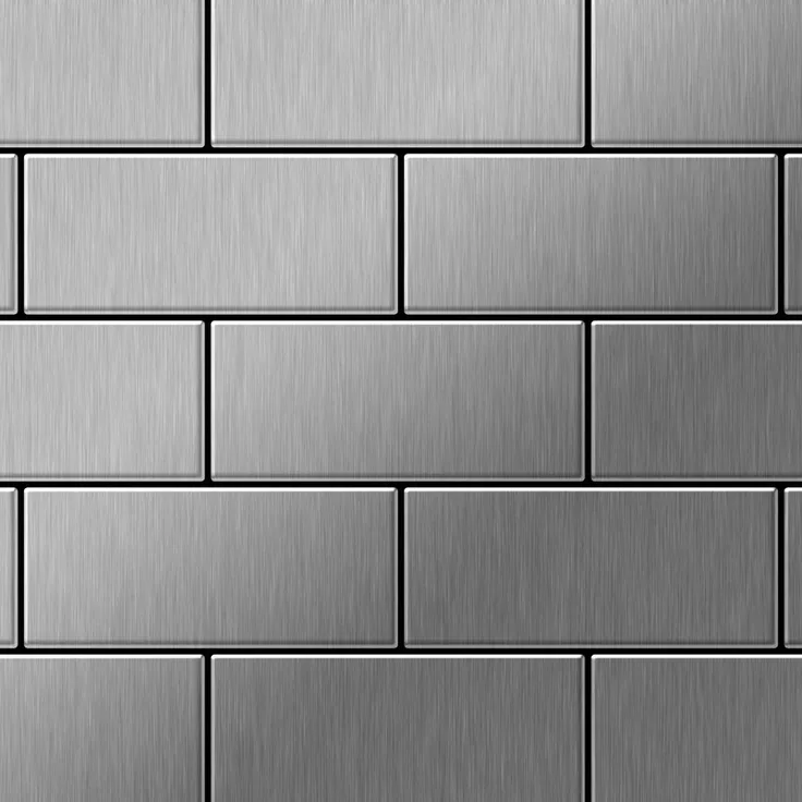 Alloy Mosaik Fliese massiv Metall Edelstahl marine gebürstet in grau 1,6mm stark Subway-S-S-MB 0,58 m2