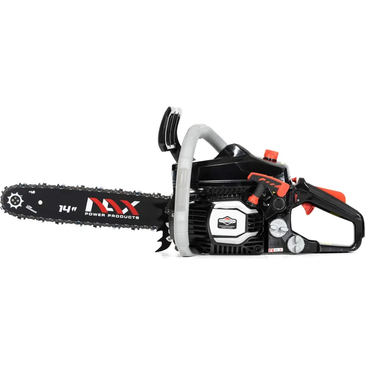 NAX POWER PRODUCTS 200C Motor 37 cm3 1,2kW Führungsschiene 14'' 35cm Anti-Rückschlag-System Low Kickback Briggs & Stratton Lizenzware Benzin-Säge Kettensäge, Schwarz – Bild 1