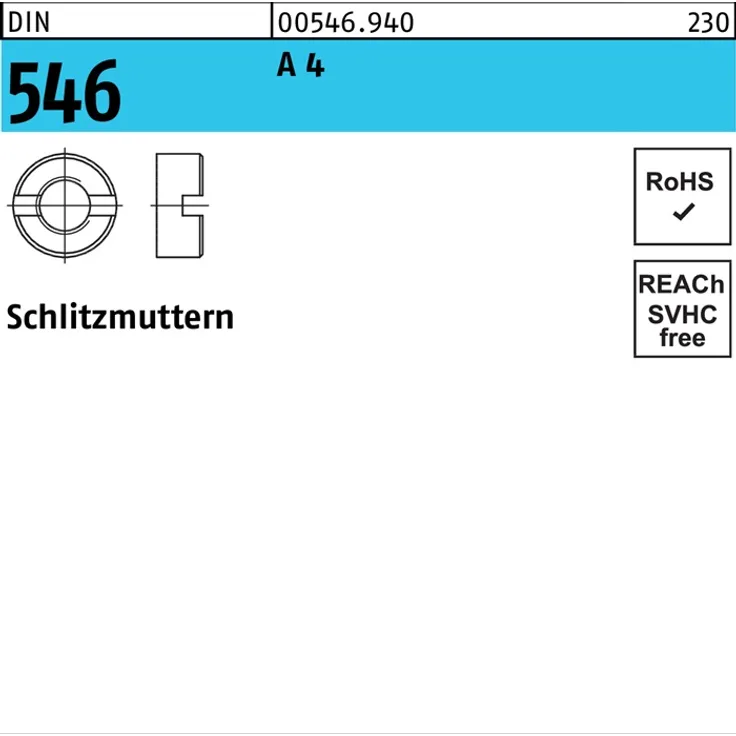 DIVERSE Schlitzmutter DIN 546 M 4 A 4