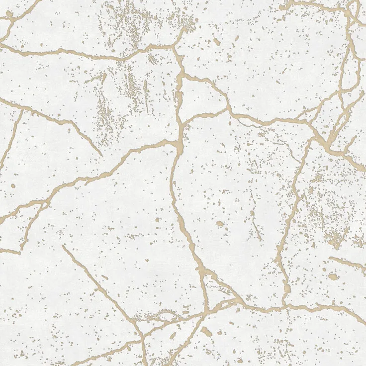 Superfreso Easy - Marmor - Kintsugi - Vliestapete - Gold-Weiss - 10m x 52cm