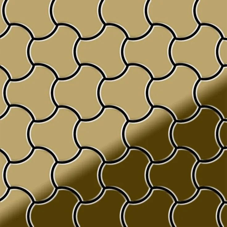 Mosaik Fliese massiv Metall Titan hochglänzend in gold 1,6mm stark ALLOY Ubiquity-Ti-GM Designed by Karim Rashid 0,75 m2