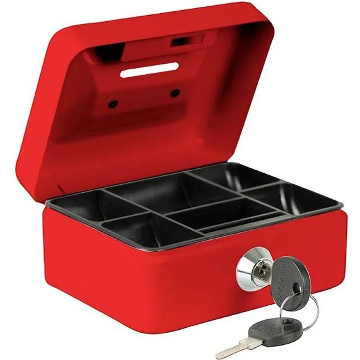 BURG-WÄCHTER Geldkassette, MONEY 5012, Stahlblech, Rot, Inkl. 2 Schlüssel und Hartgeldeinsatz, Mit Einwurfschlitz