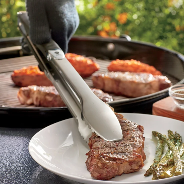 Weber 6625 Premium Grillbesteckset 2-teilig Grillwerkzeug, Edelstahl, 45 cm lang, Zange und Wender, schwarz silber – Bild 6