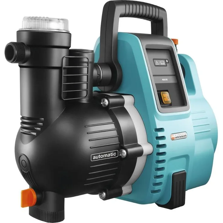 GARDENA Hauswasserautomat 4000-5E: EnergiEsparende Hauswasser- und Bewässerungspumpe mit innovativer Technik, einfache Bedienung, Fördermenge 4000 l/h, geräuscharmer Betrieb (1758-20) Hauswasserwerk 45 / 4,5 m 4,5 bar Ansaughöhe 8 m