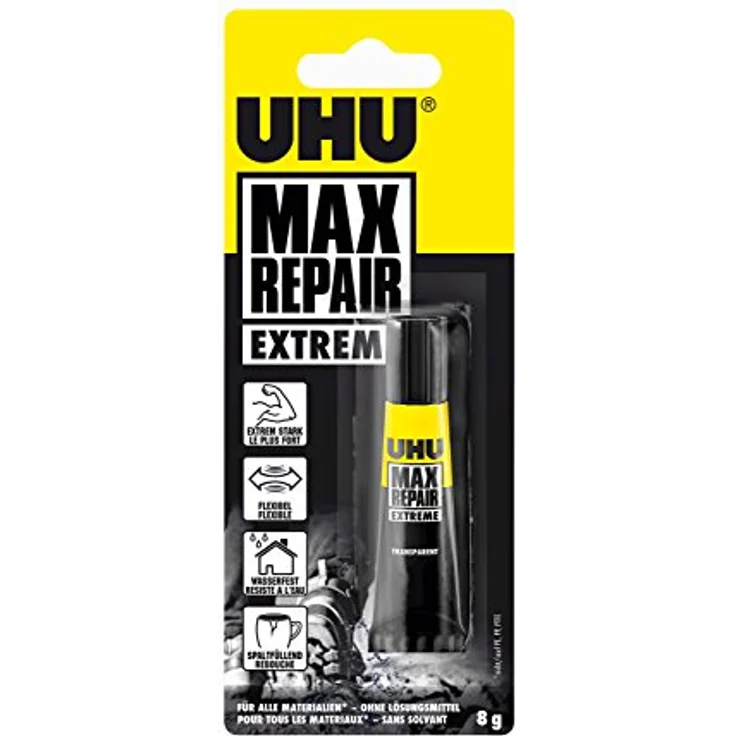 UHU Max Repair Extreme, Extra starker und universeller Reparaturkleber für nahezu alle Reparaturen im Innen- und Außenbereich, transparent, 8 g - Preisvergleich