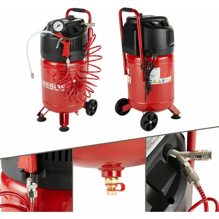 AREBOS Druckluft Kompressor Luftkompressor 30 L 10 bar stehend 13-tlg. Zubehör