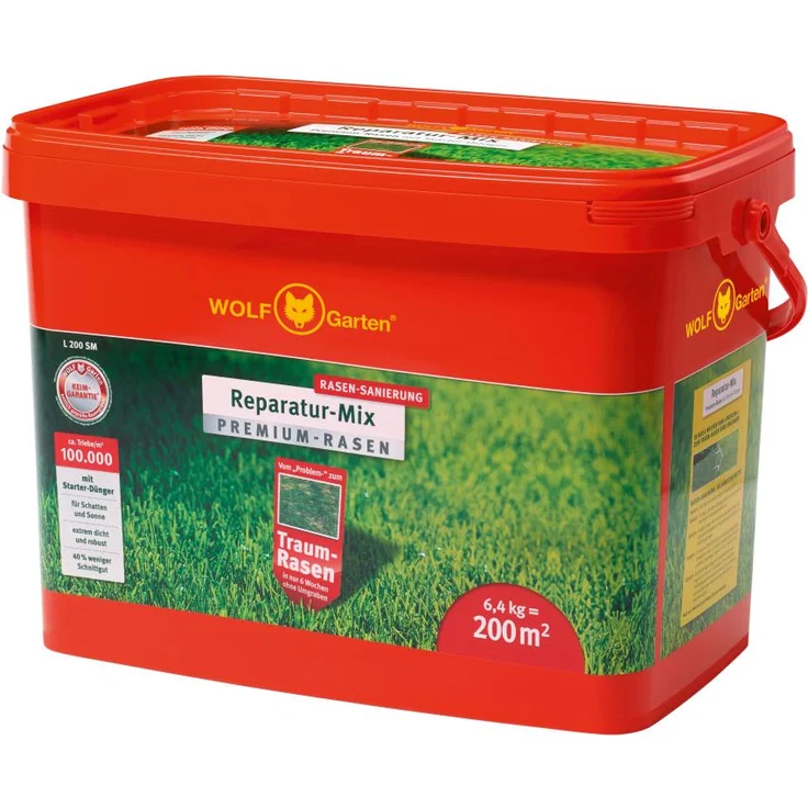 WOLF-Garten Premium-Rasen mit Starter-Dünger L 200 SM für 200m² 6,4 kg
