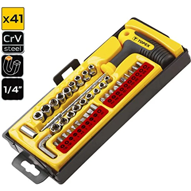 41 tlg Schraubendrehersatz T-Griff 1/4 Magnetisch