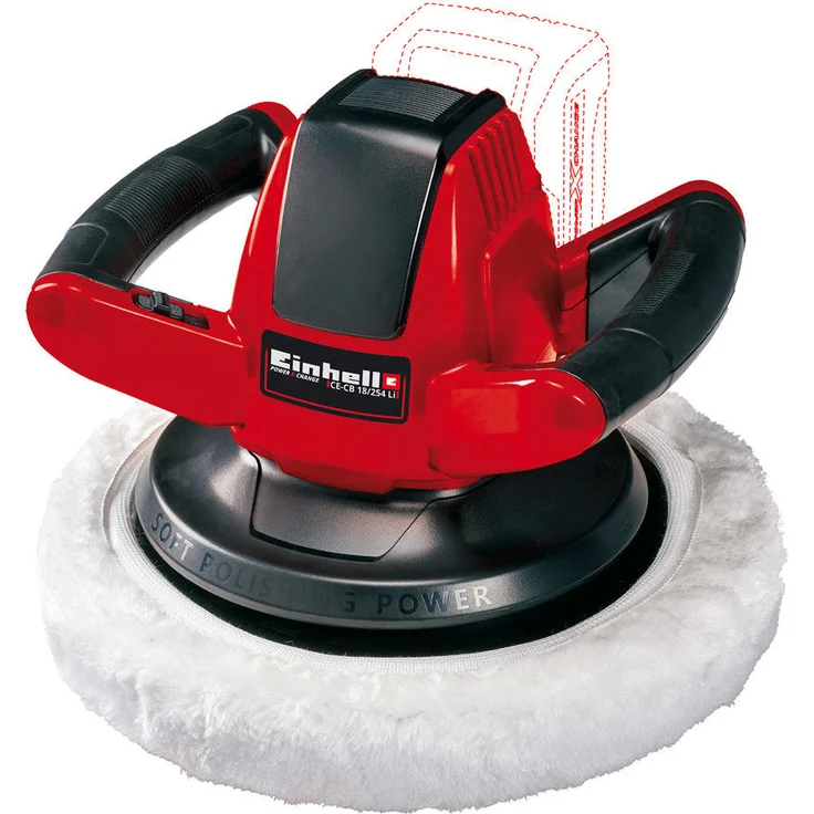 Einhell Akku-Autopoliermaschine CB 18-254 Li-Solo Power X-Change PXC (Li-Ion, 18 V, 2.500 U.-Min., Überlastschutz, inkl. 1x Textil-Polierhaube, 1x Synthetik-Polierhaube, ohne Akku und Ladegerät) – Bild 1