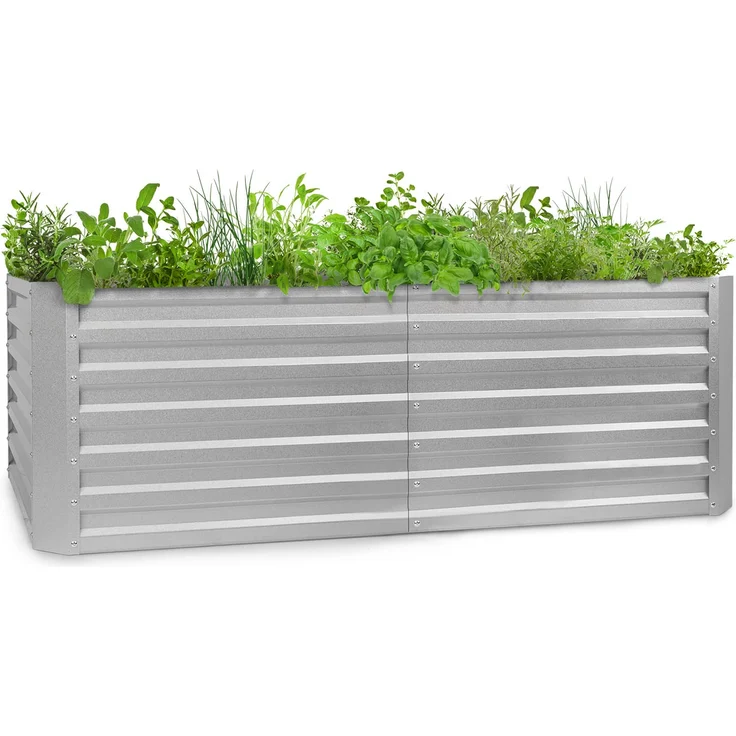 High Grow Straight Hochbeet 200x60x100cm 1200l Stahl Silber – Bild 1