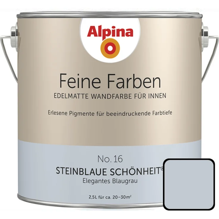 Alpina Feine Farbe No. 16 2,5 l, elegantes blaugrau, Steinblaue Schönheit – Bild 1