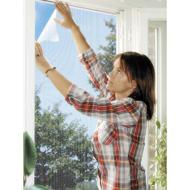 Schellenberg 51003 Fliegengitter für Fenster ELASTIC für Fensterflügel mit hervorstehenden Elementen, Maße 130 x 150 cm, Montage ohne Bohren, inkl. Befestigungsband – Bild 1