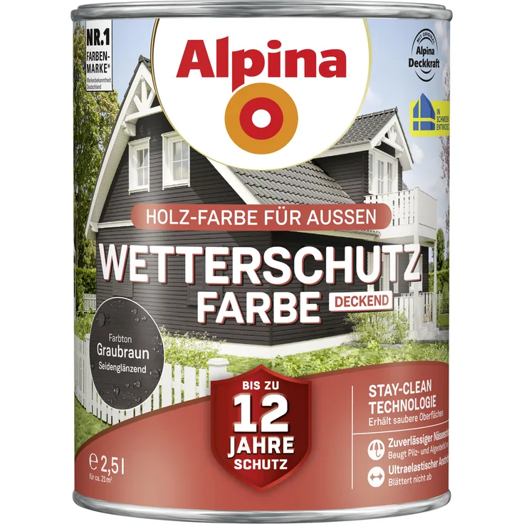 Alpina Wetterschutzfarbe 2,5 l anthrazitgrau