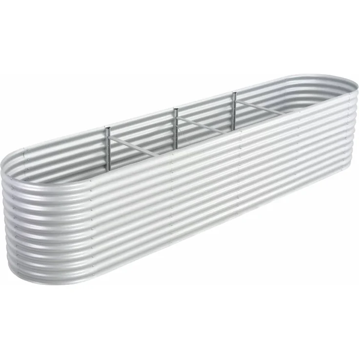 vidaXL Garten-Hochbeet 400 x 80 x 81 cm Verzinkter Stahl Silbern – Bild 1